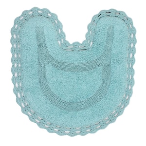 Hampton Crochet Reversible 100% Cotton Bath Rug Set, 20x20 Contour, Aqua