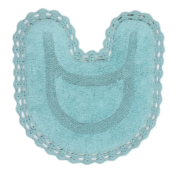 HOME WEAVERS INC Hampton Crochet Reversible 100% Cotton Bath Rug Set, 20x20 Contour, Aqua