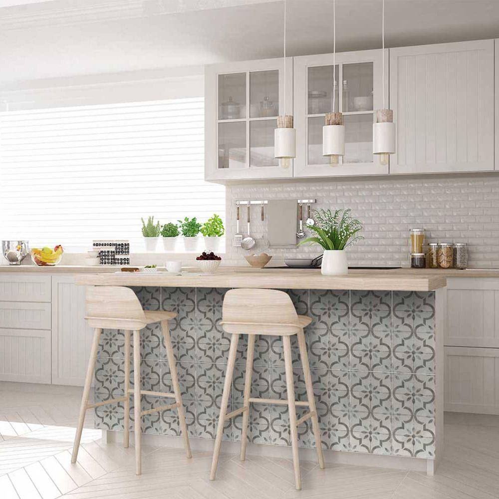 Light Gray and White Vintage Rustic Peel and Stick Tile Stickers