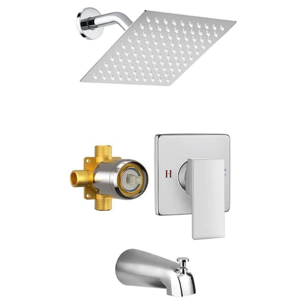 Single Handle 2-Spray Shower Faucet 1.6 GPM with Tub Faucet in. Polished Chrome Valve Included