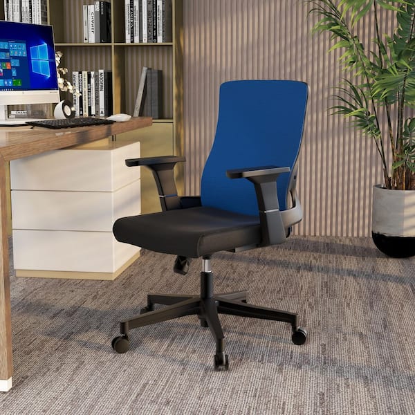 Leisuremod Modern Office Chair Ergonomic Fabric Computer Chair with Swivel and Tilt Brio Series in Blue