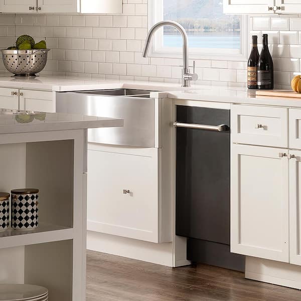 18 in. Top Control 6-Cycle Compact Dishwasher with 2 Racks in Black Matte and Traditional Handle