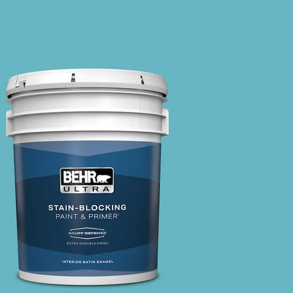 BEHR ULTRA 5 gal. #520D-5 Tropical Tide Extra Durable Satin Enamel Interior Paint & Primer