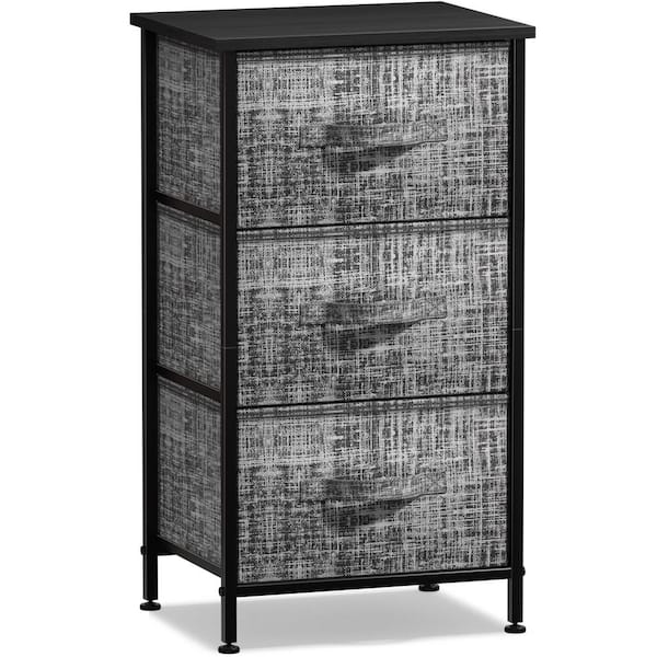 Sorbus 3 Drawers Gray Black Nightstand 28.75 in. H x 17.75 in. W x 11.87 in. D