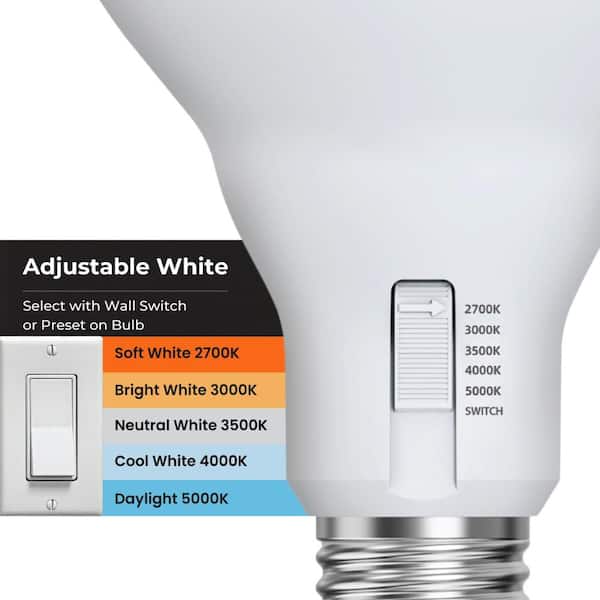 65-Watt Equivalent BR30 Dimmable 90 CRI E26 LED Flood Light Bulb Selectable White (2700K/3000K/3500K/4000K/5000K) 6-Pack