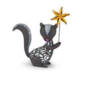 19.29 in. H Solar White/Black Cute Skunk with Star Wand Garden Statue