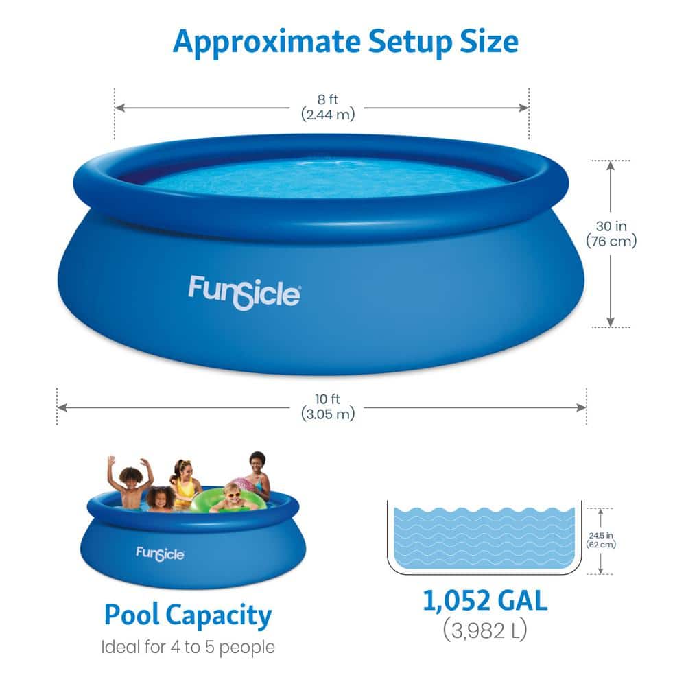 10 ft Round Blue Inflatable Above Ground Pool
