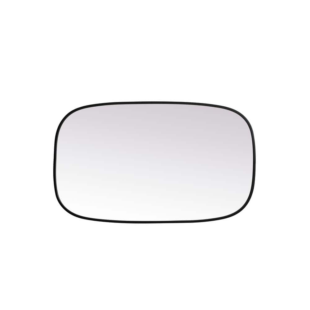 Black Metal Frame Oval Wall Mirror 24 x 40 Inch