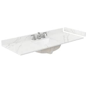 54 in. W x 22 in. D Quartz White Rectangular Single Sink Bathroom Vanity Top in Giotto