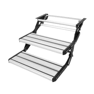 RV Steps 2-Step Manual Retractable RV Stairs Foldable 440 LBS Load Capacity Aluminum Alloy Steps Thickened Steel Plate