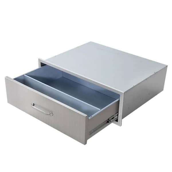30 W x10 H x 23 D in. Outdoor Kitchen Drawers, Stainless Steel Single BBQ Access Drawers with Chrome Handle