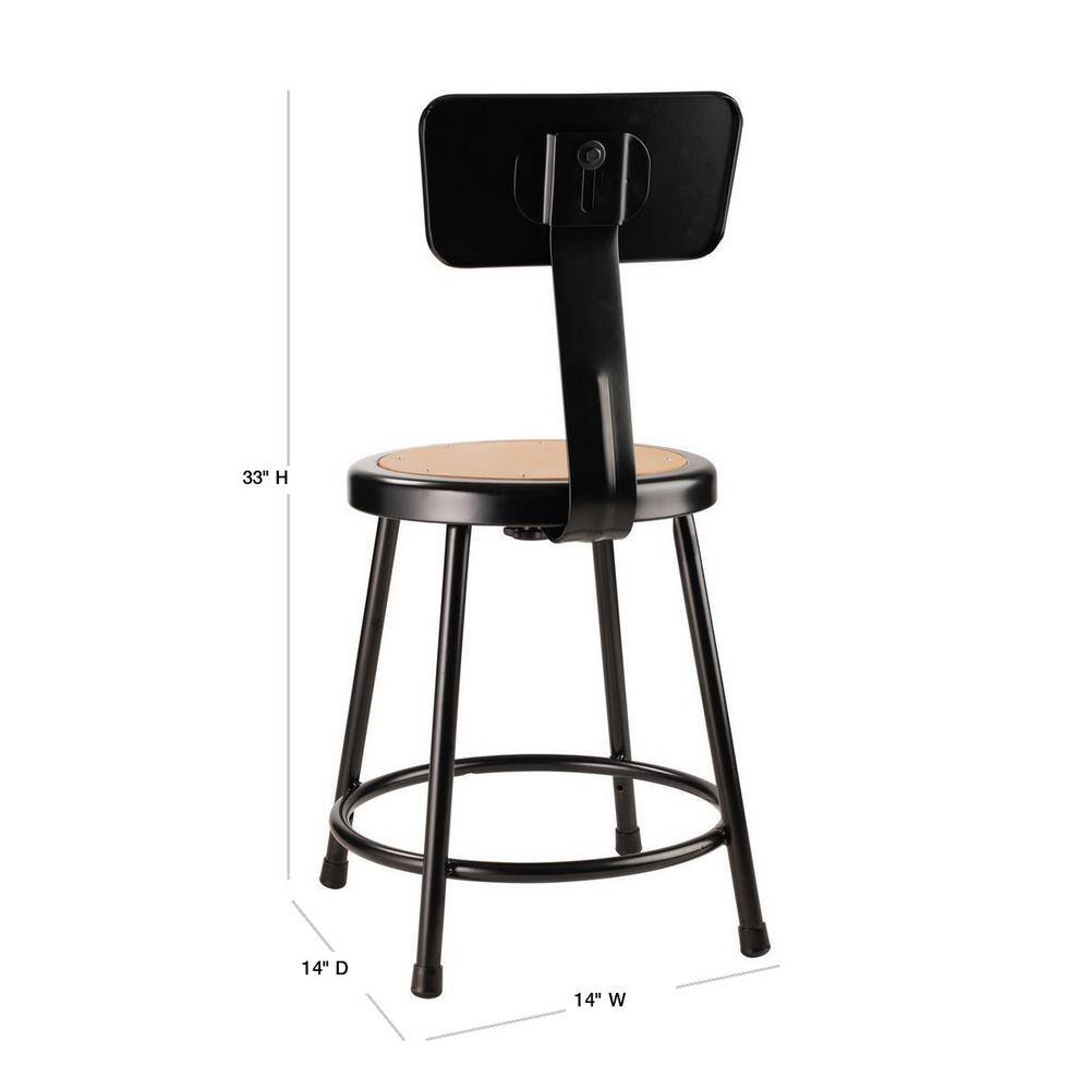 Adjustable Black Steel and Wood Laboratory Stools, Set of 2