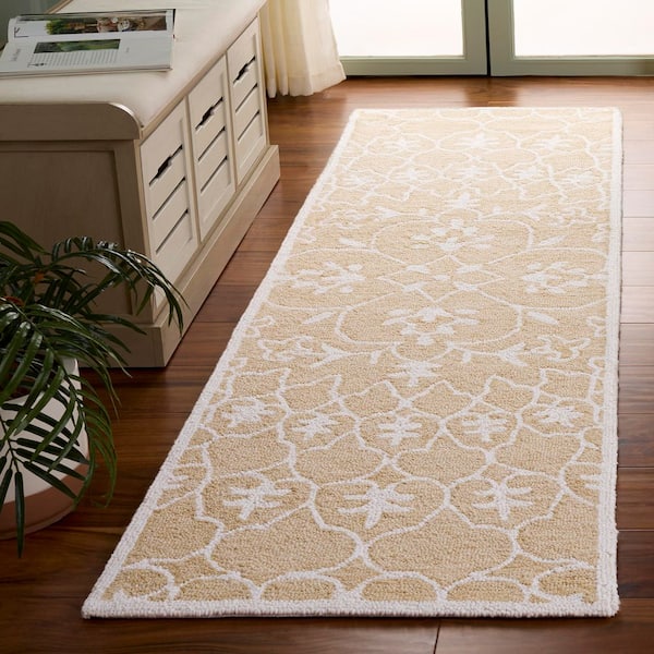 Metro 2 ft. x 8 ft. Gold/Ivory Moroccan Floral Trellis Runner Rug