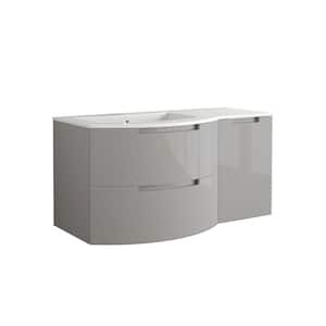 Oasi 43 in. Vanity in Glossy Grey with Tekorlux Vanity Top in White with White Basin
