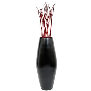 27.5 in. Black Bamboo Floor Vase Cylinder, For Dining Living Room Entryway Decoration