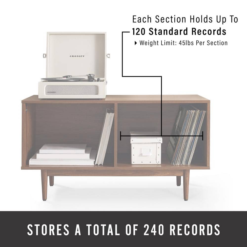 Liam Mid-Century Walnut Record Storage Console - 45in