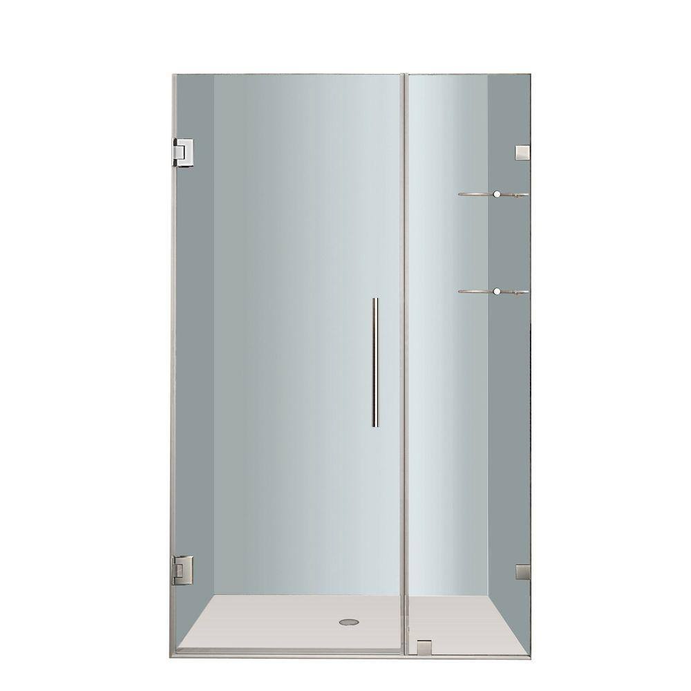 Nautis GS Frameless Clear Glass Hinged Shower Door with Shelves