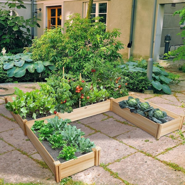 92.5 in. x 95 in. x 11 in. Natural Wood Planters Elevated Garden Bed