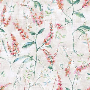 Coral Floral Sprig Peel and Stick Wallpaper (Covers 28.18 sq. ft.)