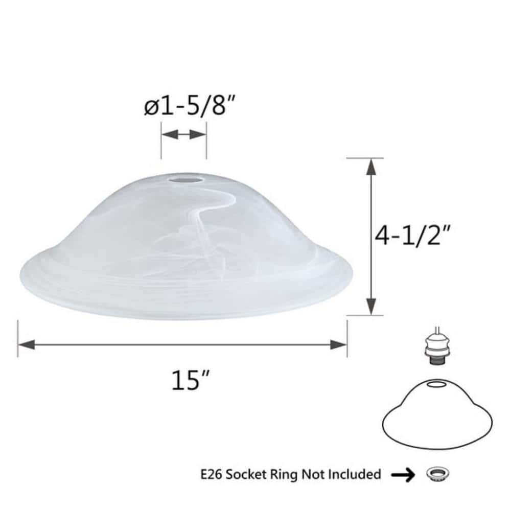 Large Alabaster White Glass Bowl Shade