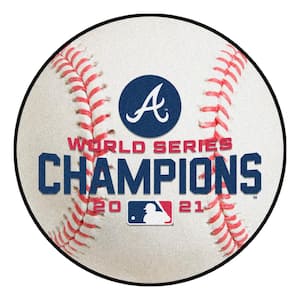 MLB Atlanta Braves 2021 World Series Champions 2.25 ft. Round White Baseball Area Rug