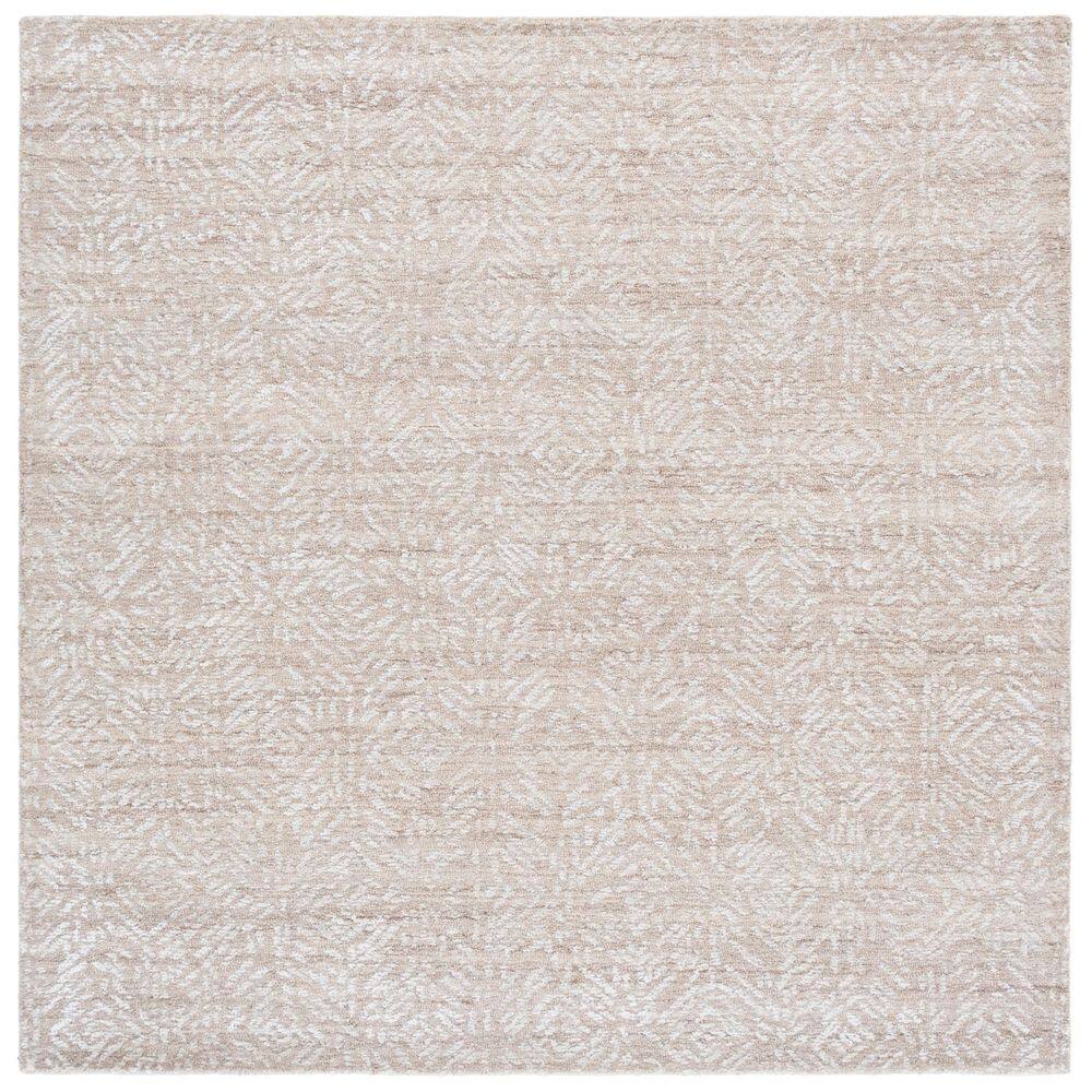 Ivory and Beige Hand-Tufted Wool Square Rug, 6'
