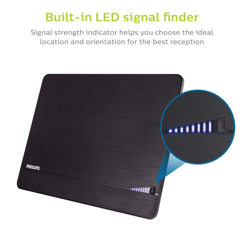 Philips Elite Black Indoor Amplified HDTV Signal Finder Antenna