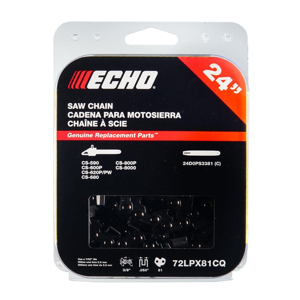 ECHO 24 in. 72LPX Chisel Chainsaw Chain with 81 Drive Links Used with  24D0PS3881C ECHO Chainsaw Guide Bar 72LPX81CQ - The Home Depot