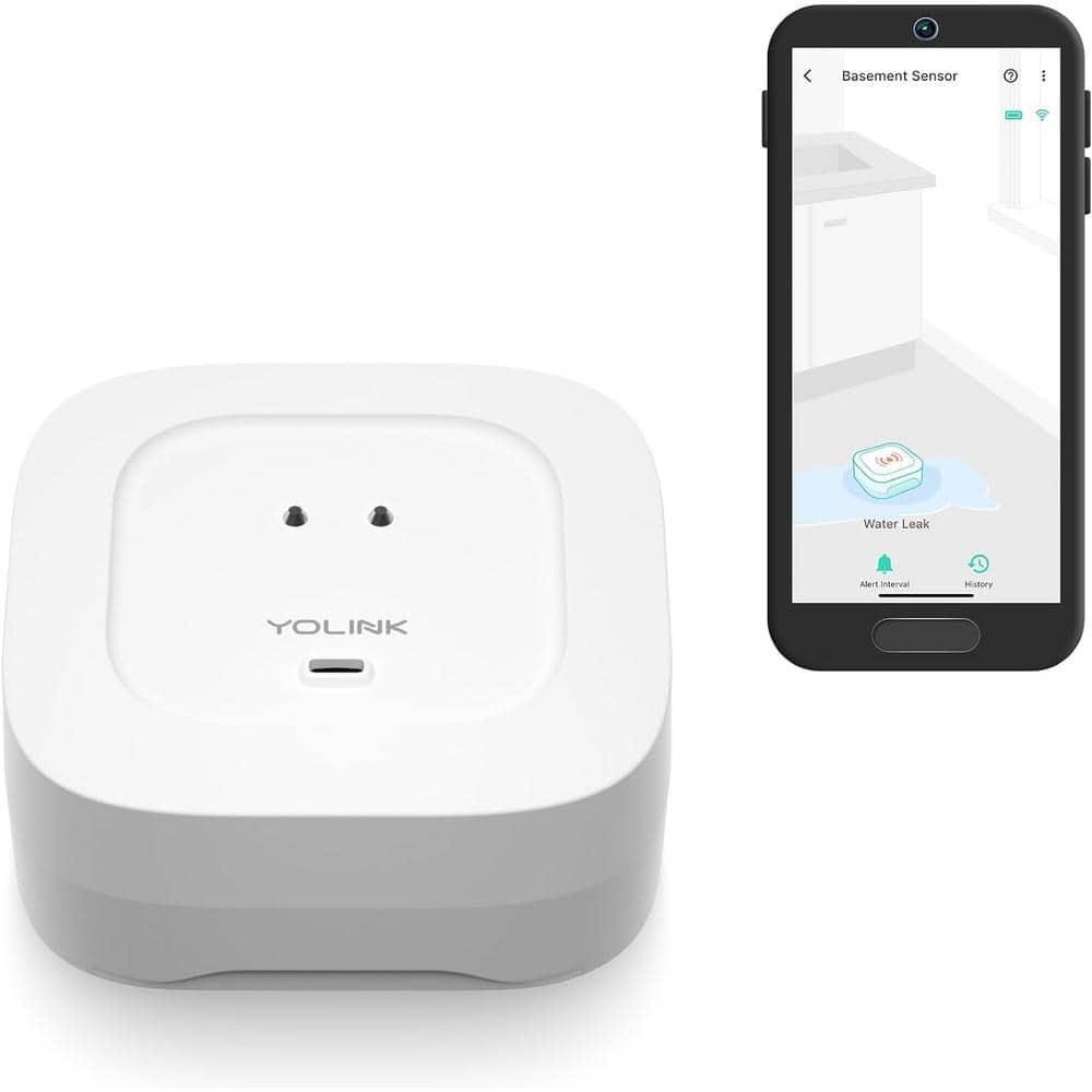 Water Leak Detector 4 with 105dB Audio Alarm, Freeze Warning, App Push, Email Alerts and Limited Text -, Hub Required