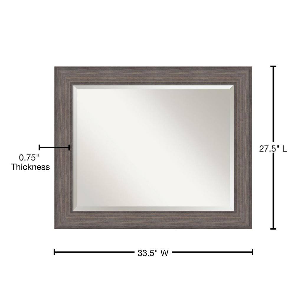 Rustic Gray Wood Beveled Bathroom Vanity Mirror