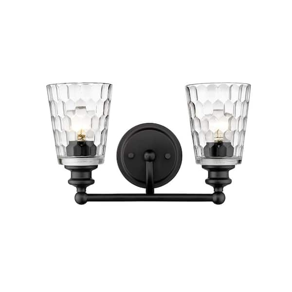 Mae 14-1/4 in. 2-Light Matte Black Vanity Light