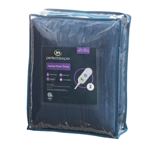 Serta Fleece to Sherpa Blue Fleece Electric Throw Blanket ST54 Serta Fleece to Sherpa Blue Fleece Electric Throw Blanket ST54