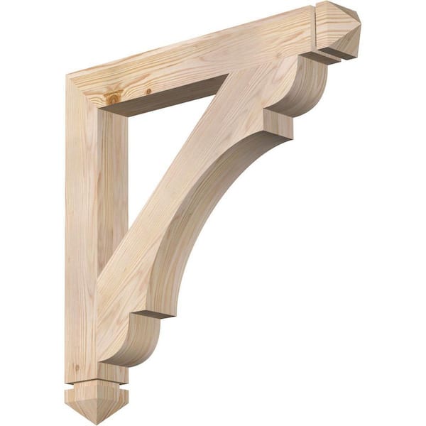 Ekena Millwork 3.5 in. x 28 in. x 28 in. Douglas Fir Olympic Arts and Crafts Smooth Bracket