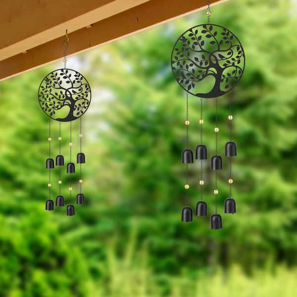 32 in. H Metal Tree of Life Windchime with Bells (Set of 2)