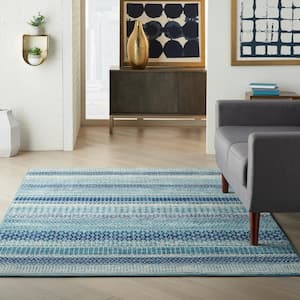 Passion Navy Blue 5 ft. x 7 ft. Geometric Contemporary Area Rug
