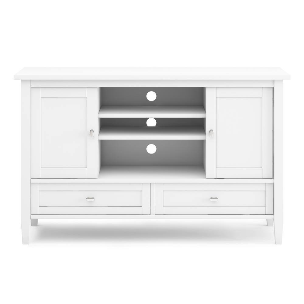 White Solid Pine Wood TV Media Stand for TVs up to 50 inches