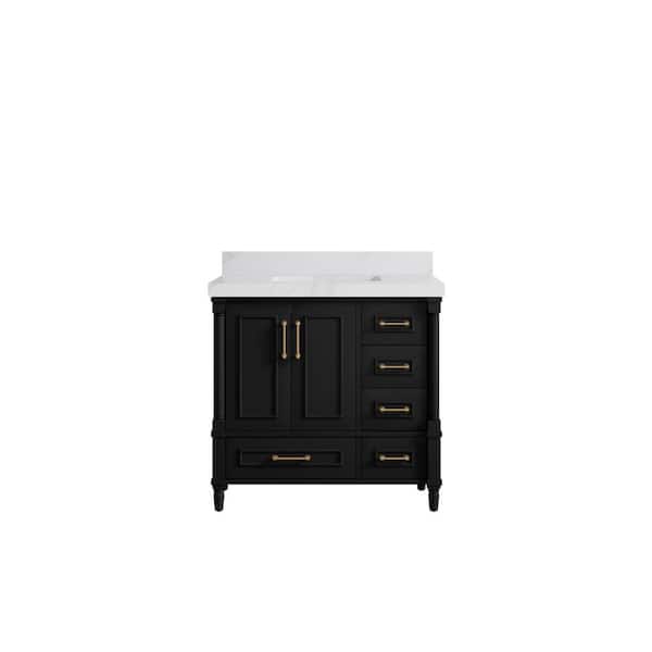 Willow Collections Hudson 36 in. W x 22 in. D x 36 in. H Single Sink Bath Vanity Center in Black with 2 in. Calacatta Sienna qt. Top