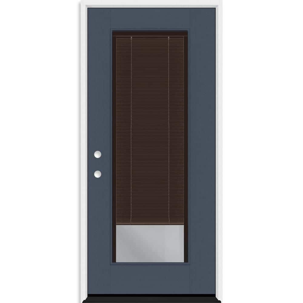 Legacy 30 in. x 80 in. Full Lite Clear Glass Mocha Miniblind RHIS Dark Denim Fiberglass Prehung Door w/4-9/16 in. Jamb price history on PriceWatchPro