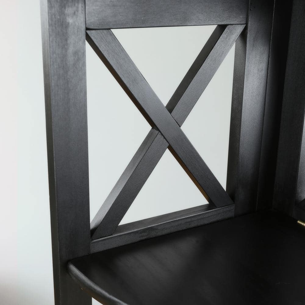 Black Wood 4-Shelf Corner Folding Bookcase
