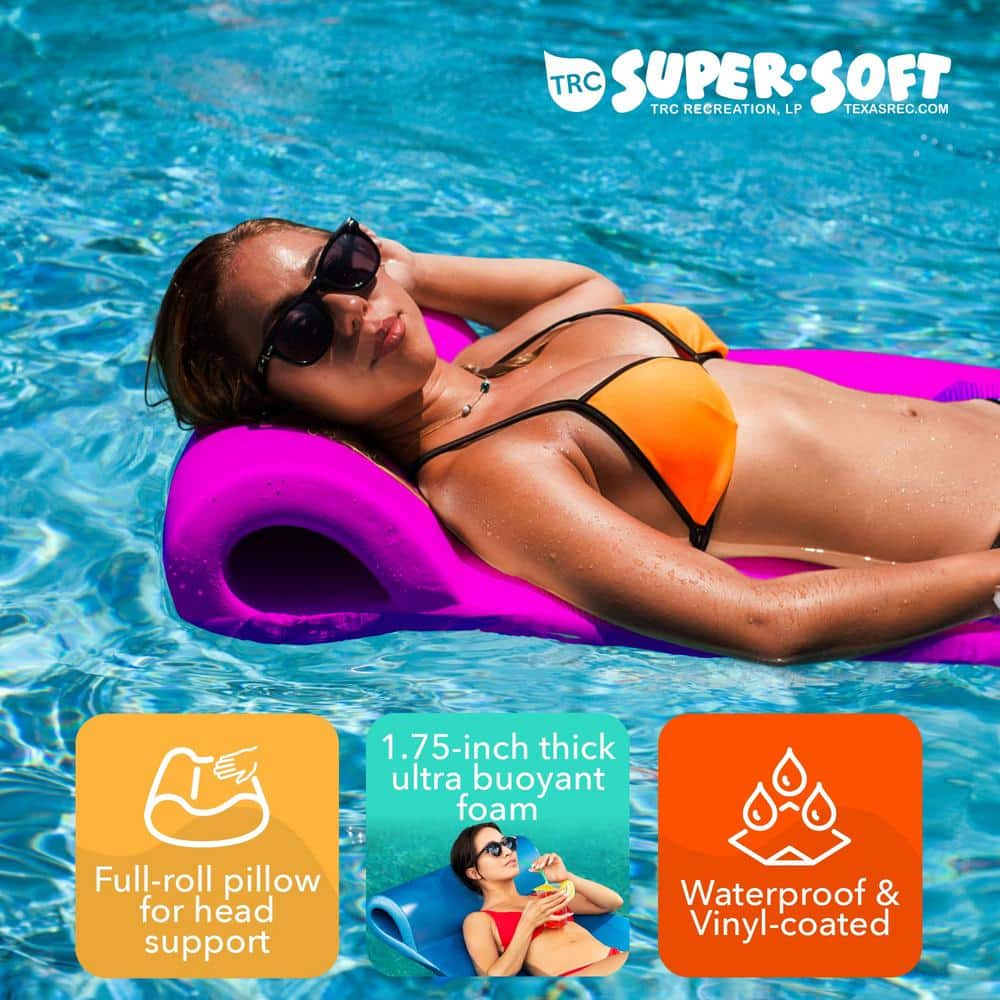 Flamingo Pink Foam Lounger with Roll Pillow