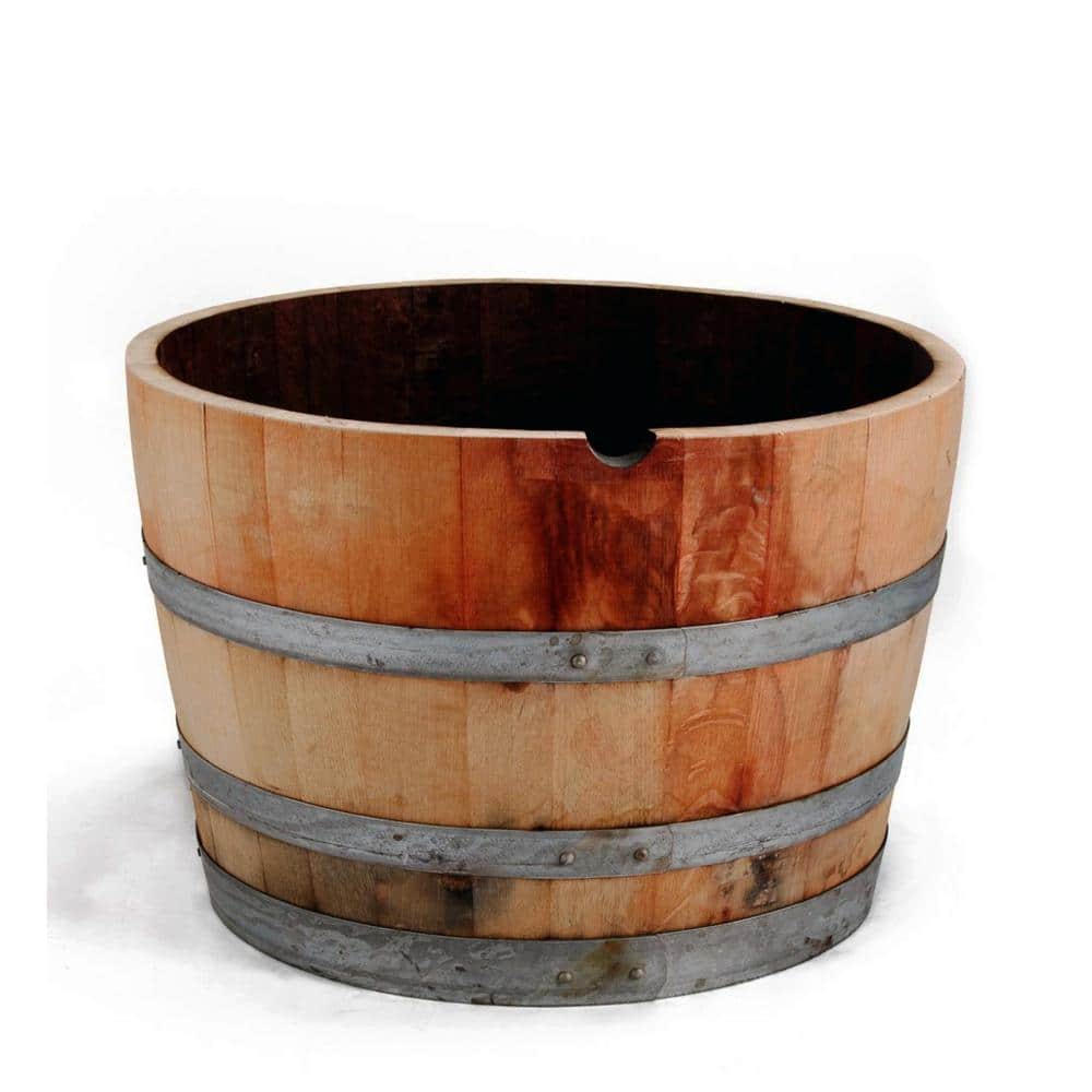 26 in. Dia x 17.5 in. H White Oak Wood Whiskey Barrel B100 - The Home Depot