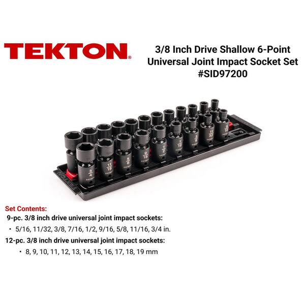 3/8 in. Drive 6-Point Universal Joint Impact Socket Set with Rails and Tray, 21-Piece (5/16-3/4 in., 8-19 mm)