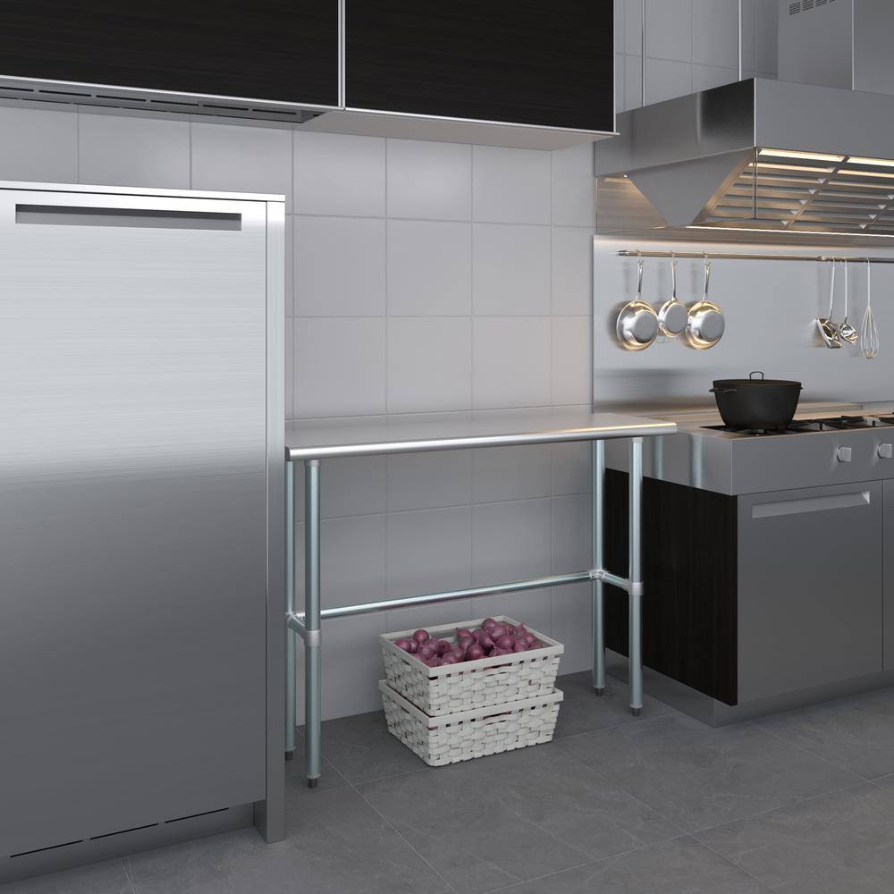 48" Stainless Steel Work Table with Galvanized Legs