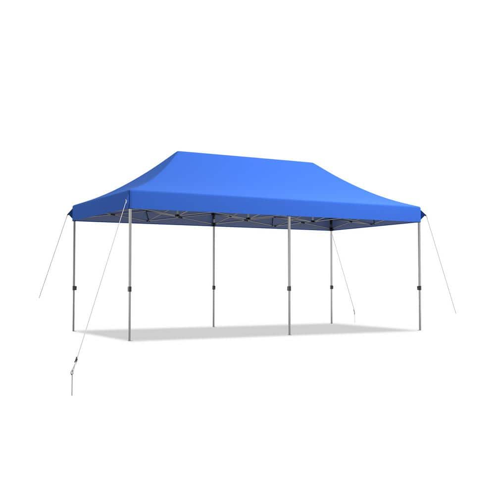 Blue 10' x 20' Adjustable Folding Heavy Duty Sun Shelter with Carry Bag