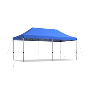 10 ft. x 20 ft. Adjustable Folding Heavy-Duty Sun Shelter with Carrying Bag, Blue