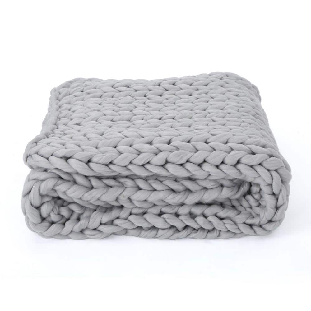 Light Gray 50 in. x 60 in. Acrylic Throw Blanket for Couch, Bench and Armch