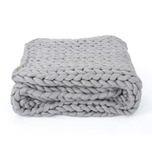 Light Gray 50 in. x 60 in. Acrylic Throw Blanket for Couch, Bench and Armchair