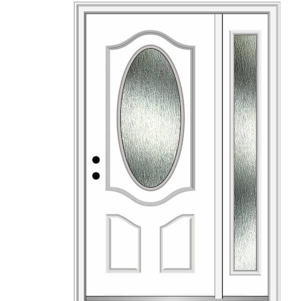 MMI Door 48 in. x 80 in. Right-Hand Inswing Rain Glass Primed Fiberglass Prehung Front Door on 6-9/16 in. Frame