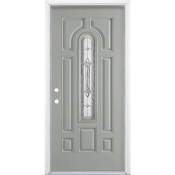 Masonite 36 in. x 80 in. Providence Center Arch Right-Hand Inswing Painted Smooth Fiberglass Prehung Front Door w/ Brickmold