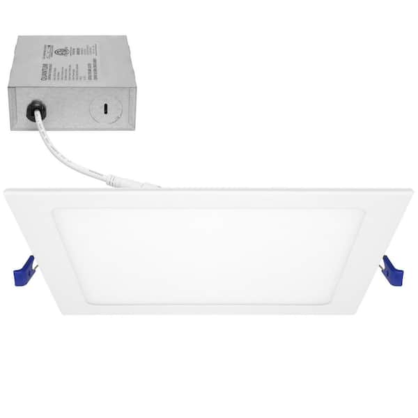 Maxxima 8 in. Slim Square Recessed LED Downlight, Canless IC Rated, 1600 Lumens, 5 CCT Color Selectable 2700K-5000K
